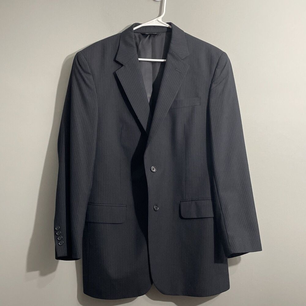 Jos. A. Bank Men’s Blue Striped Wool Sport Coat 41L Single-Breasted Double Vent